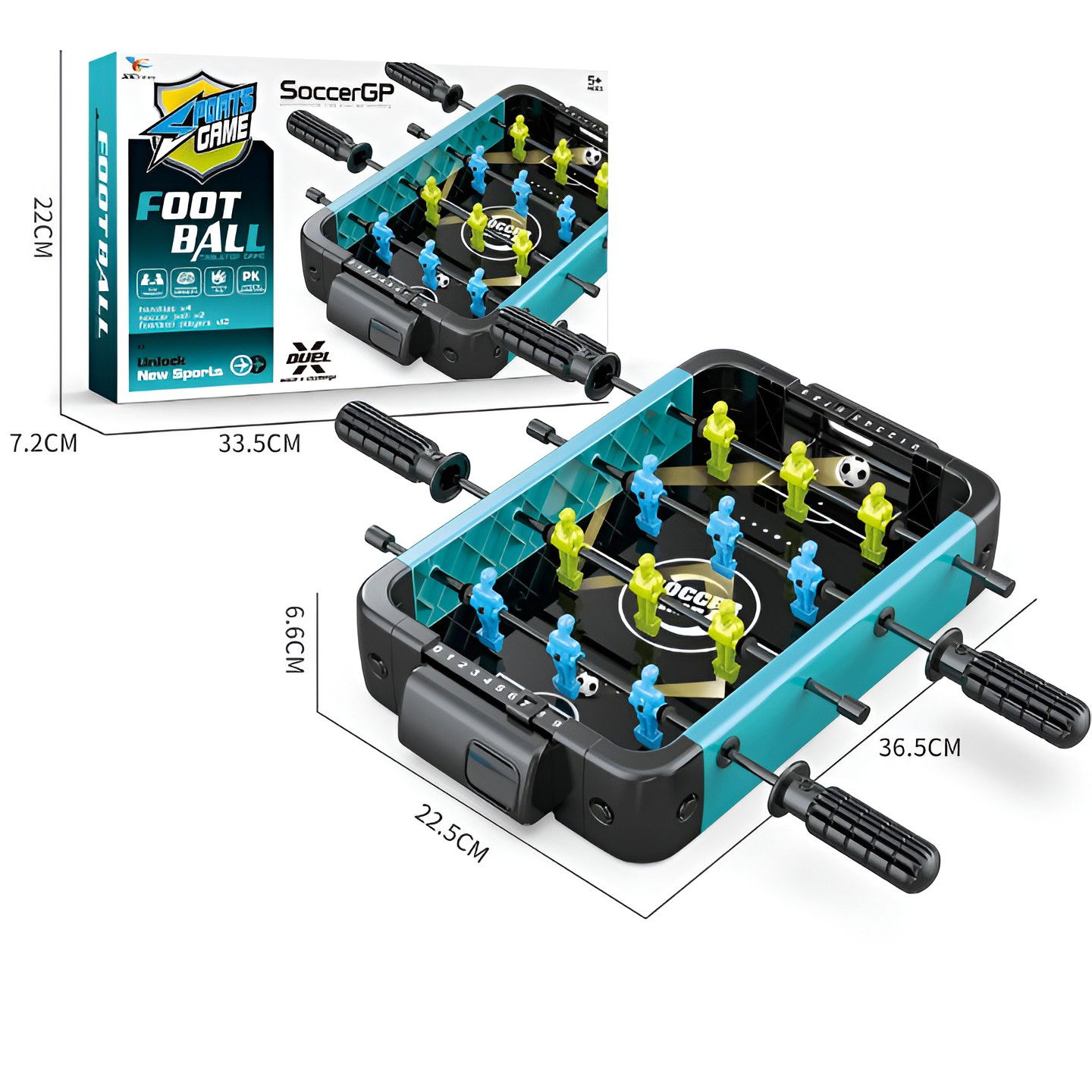 Masa de Fotbal cu Teren si 12 Jucatori Flippy, 4 Manere, 2 Mingi, cu Tablou Scor, din ABS, 36.5x22.5x6.6 cm, Design Multicolor, pentru Copii/ Adulti [3]