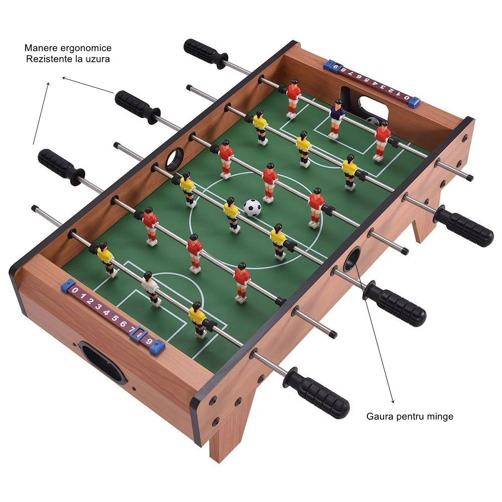 Masa de Fotbal cu Teren si 18 Jucatori Flippy, 6 Manere, cu Tablou pentru Scor, din Metal, Lemn si ABS, 69 x 36.5 x 23 cm, cu Picioruse, pentru copii/adulti [3]