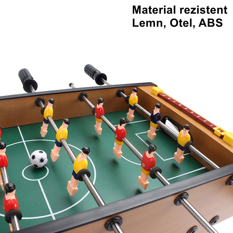Masa de fotbal cu teren si 18 jucatori Flippy, 6 manere, cu tablou pentru scor, din metal, lemn si ABS, 50 x 25 x 18 cm, cu picioare, pentru copii/adulti [4]