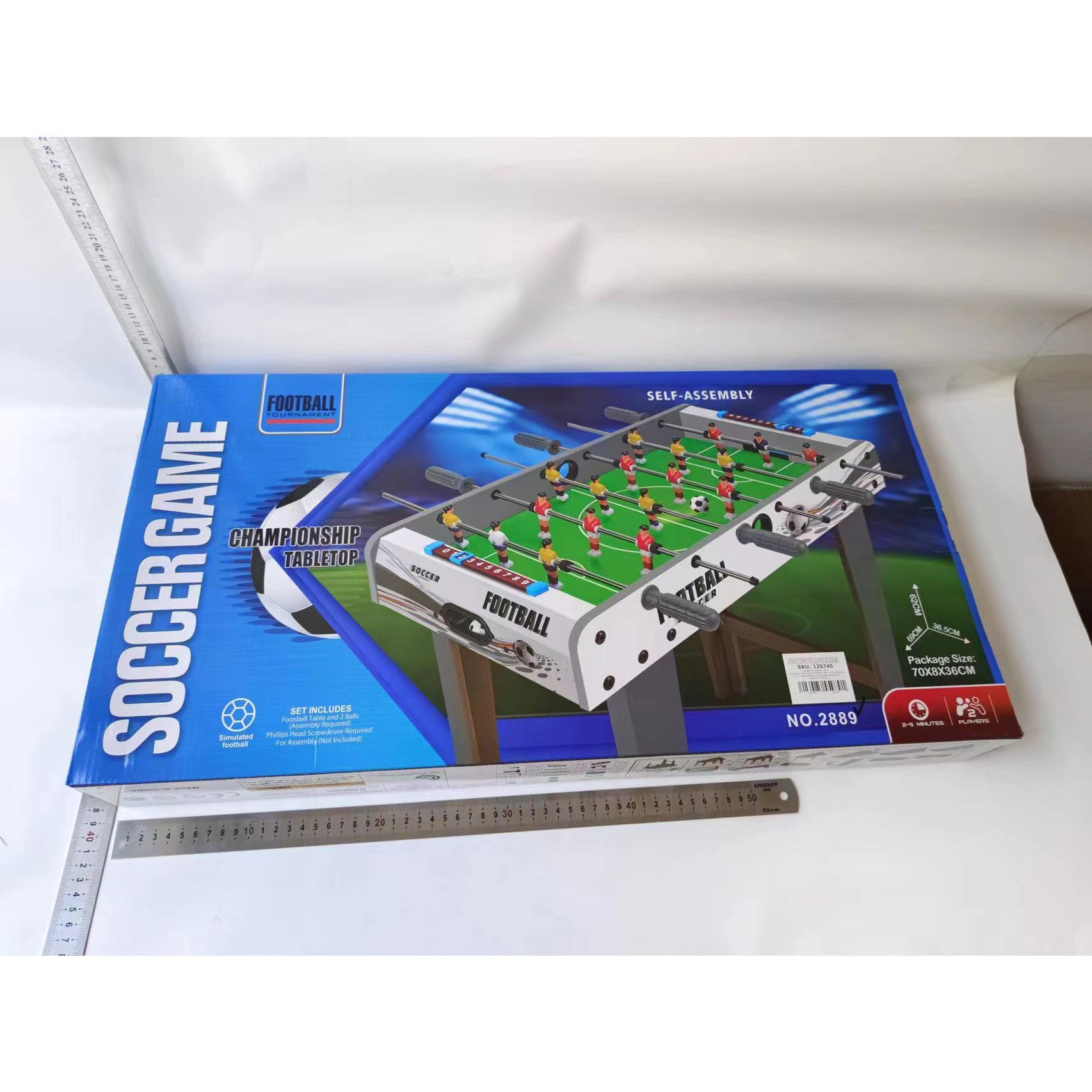 Masa de fotbal cu teren si 18 jucatori Flippy, 6 manere, cu Tablou Scor, din Metal, Lemn si ABS, 69 x 36.5 x 23 cm, cu Picioare, Design Multicolor, pentru copii/adulti [4]