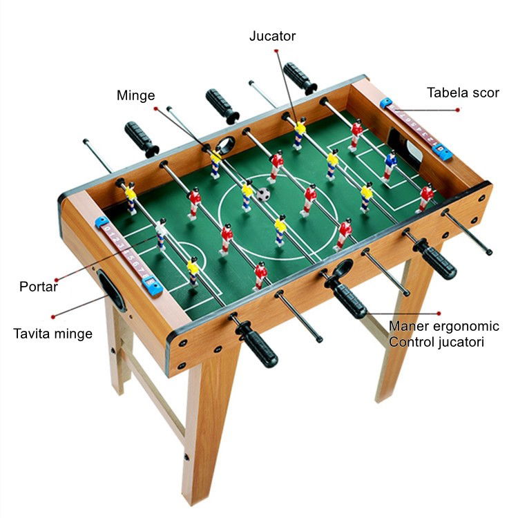 Masa de fotbal cu teren si 18 jucatori Flippy, cu tablou pentru scor, din metal, lemn si ABS, cu Picioare, 69 x 34 x 65 cm, pentru copii si adulti [6]