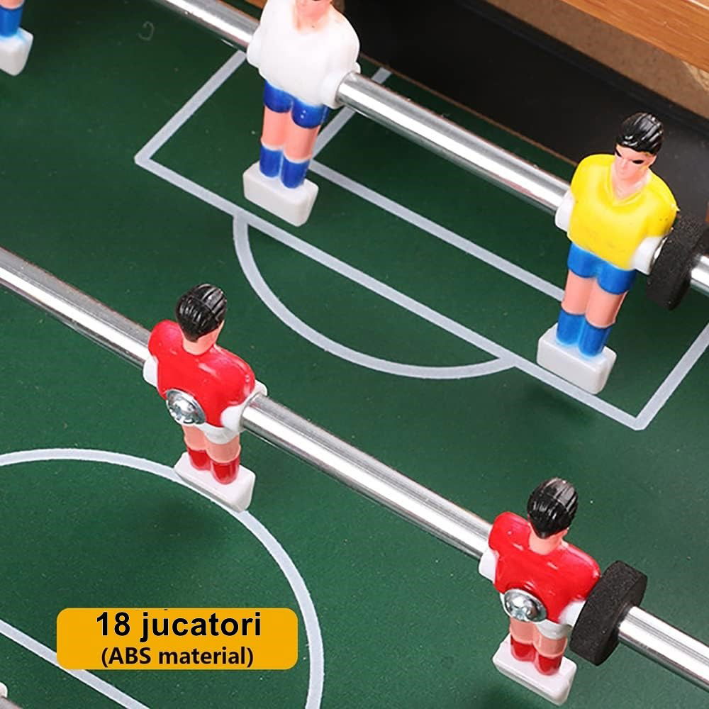 Jocuri de societate - Masa de fotbal cu teren si 18 jucatori Flippy, cu tablou pentru scor, din metal, lemn si ABS, 50 x 25 x 15.5 cm, pentru copii