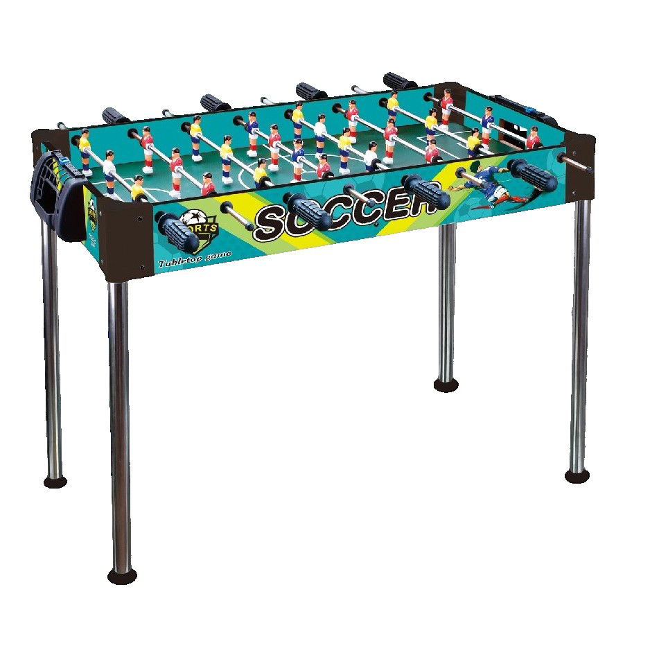 Jocuri de societate - Masa de Fotbal, Flippy, cu Picioare Inalte, 8 Manere, Tablou de Scor, 86 x 62 x 65 cm, din Lemn/Otel si ABS, Albastru