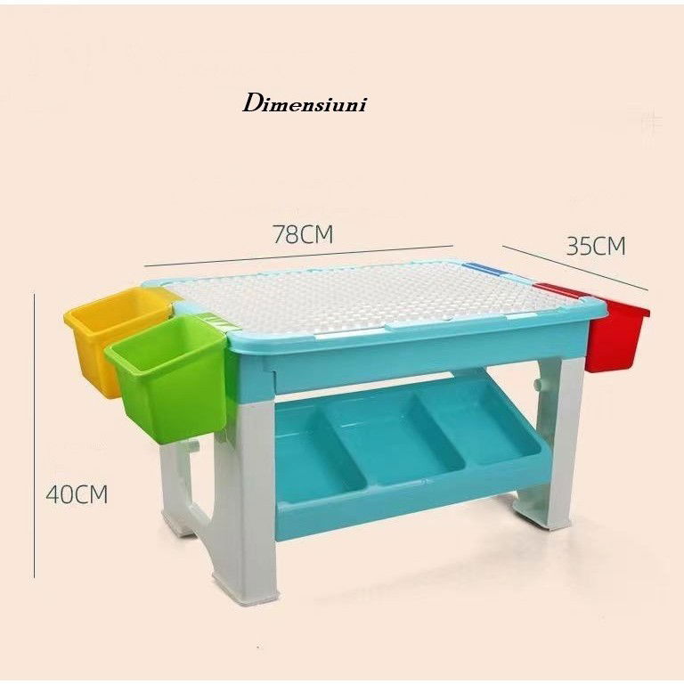 Jucarii si Jocuri - Masa de joaca pentru construit, 69 piese incluse