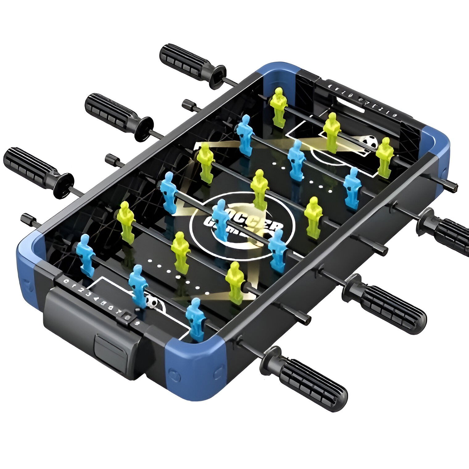 50 - 100 LEI - Masa de Joc 5in1 Flippy, cu Teren Schimbabil de Fotbal, Basket, Bowling, Curling si Hockey, cu Tablou Scor, din ABS, 49.8x26x6.6 cm, Design Multicolor, pentru Copii/ Adulti