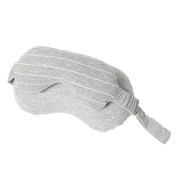 Fitness si sport - Masca de dormit, Flippy, 2 in 1, cu Tetiera, din Particule de Spuma si Bumbac, Gri Deschis