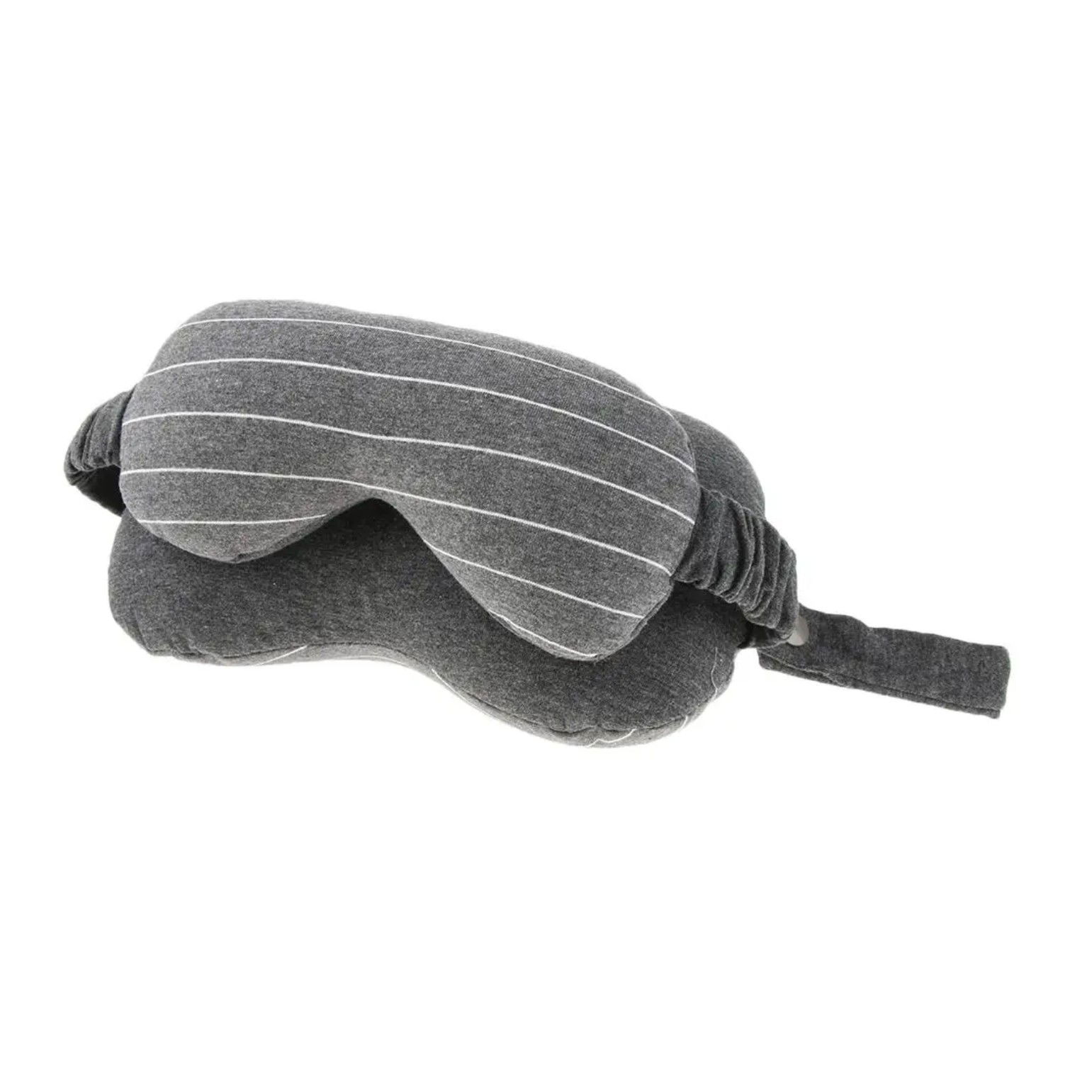 Fitness si sport - Masca de dormit, Flippy, 2 in 1, cu Tetiera, din Particule de Spuma si Bumbac, Gri Inchis