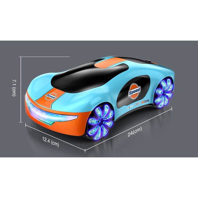 Masinuta Smart, Flippy, cu Telecomanda si Controller prin Gesturi/Wireless, Lumini/Sunet/Abur, Reincarcabila, 24x12,4x7,1 cm, Statie de Incarcare EV, Albastru/Portocaliu [6]
