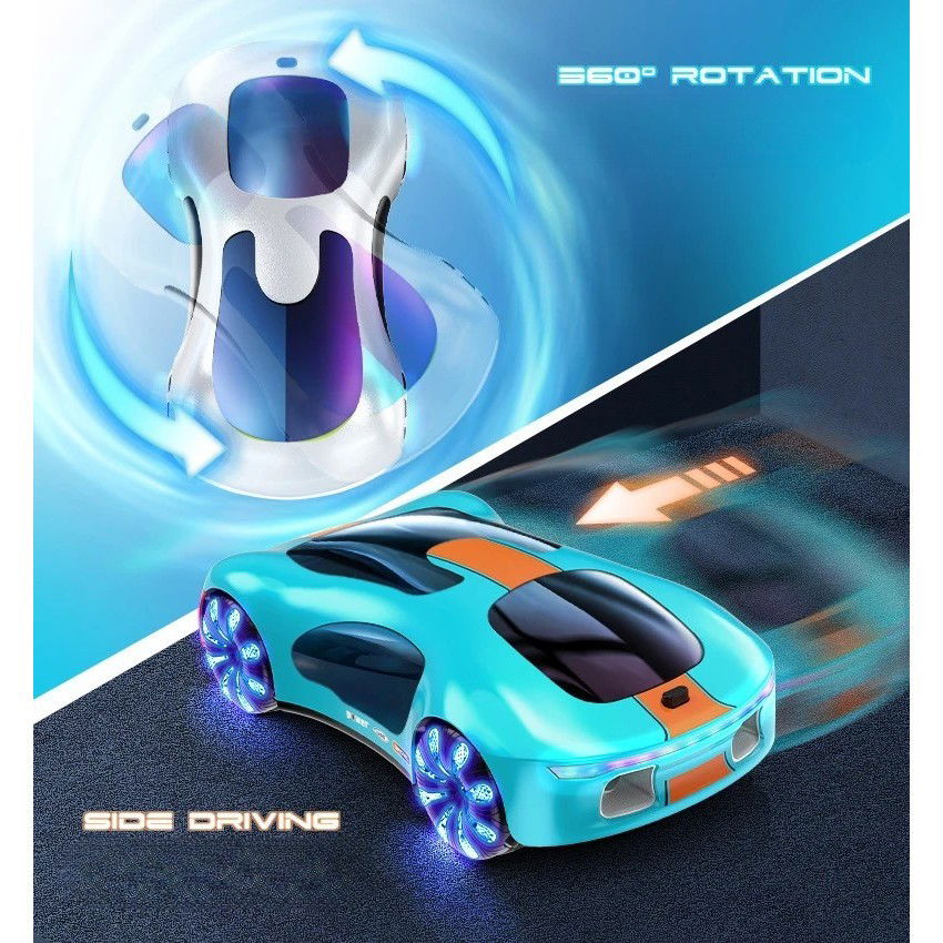 Masinuta Smart, Flippy, cu Telecomanda si Controller prin Gesturi/Wireless, Lumini/Sunet/Abur, Reincarcabila, 24x12,4x7,1 cm, Statie de Incarcare EV, Albastru/Portocaliu [8]