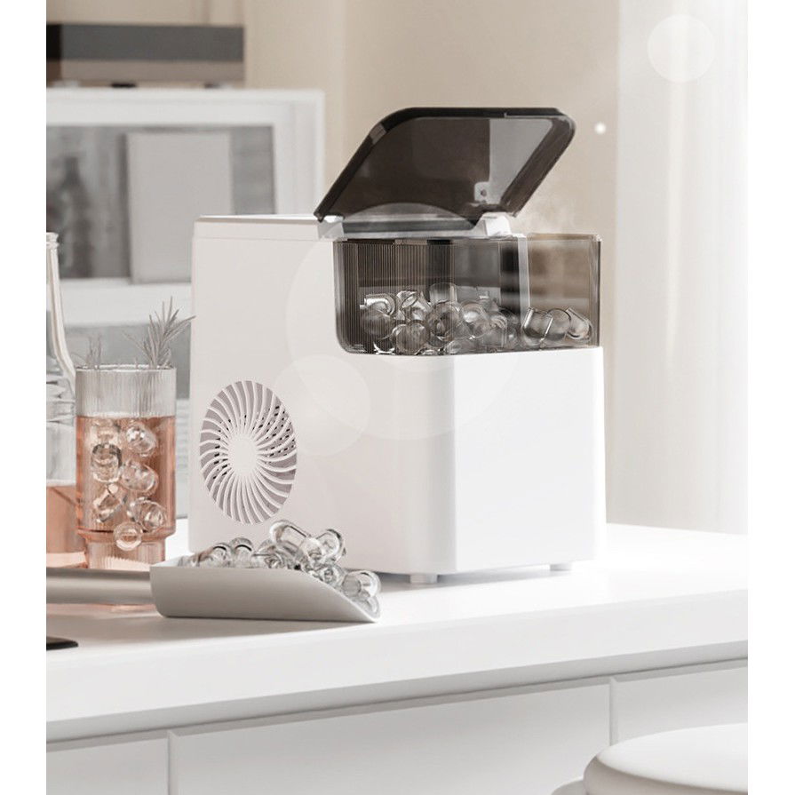 Masina de Facut Gheata, Flippy, din ABS, 12 kg/24h, Capacitate 500 g, 2 Marimi, Portabil, 39 x 23 x 28 cm, Automata, Alb [12]