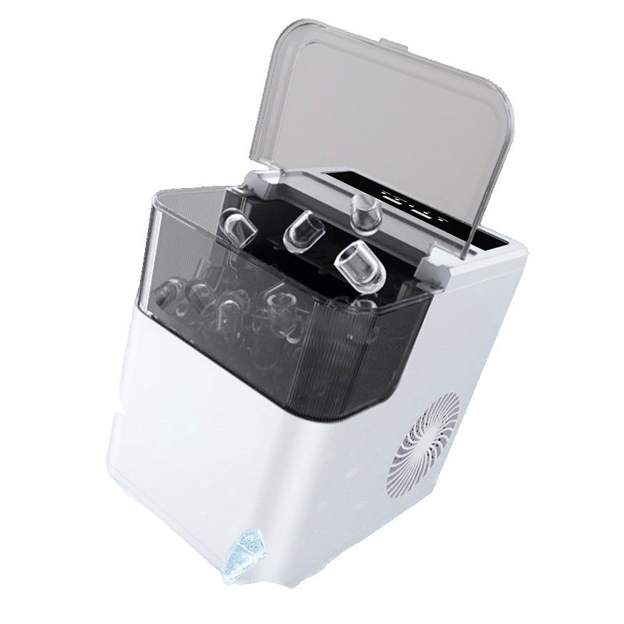 Masina de Facut Gheata, Flippy, din ABS, 12 kg/24h, Capacitate 500 g, 2 Marimi, Portabil, 39 x 23 x 28 cm, Automata, Alb [1]