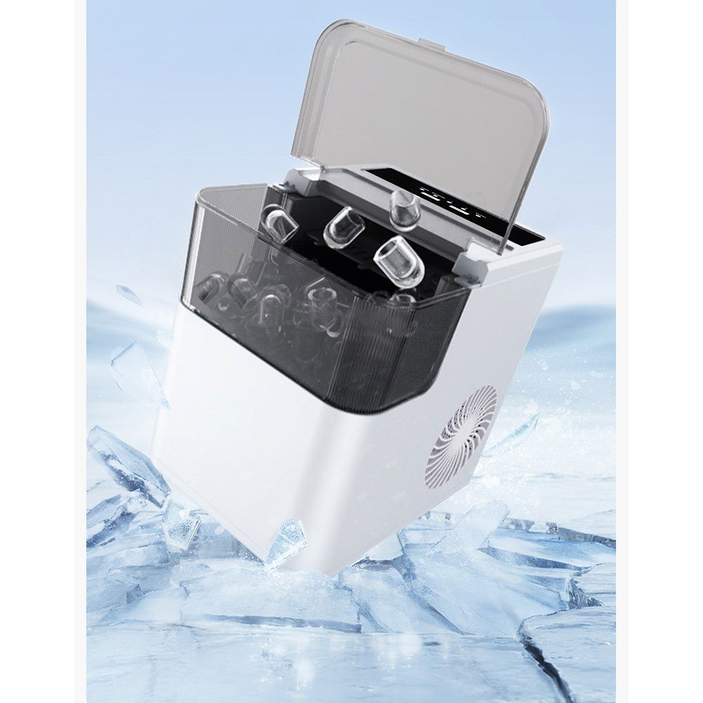 Masina de Facut Gheata, Flippy, din ABS, 12 kg/24h, Capacitate 500 g, 2 Marimi, Portabil, 39 x 23 x 28 cm, Automata, Alb [11]