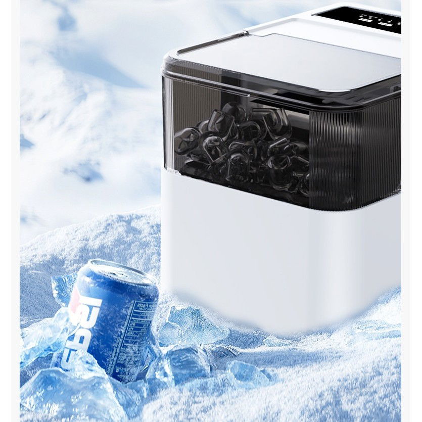 Masina de Facut Gheata, Flippy, din ABS, 12 kg/24h, Capacitate 500 g, 2 Marimi, Portabil, 39 x 23 x 28 cm, Automata, Alb [5]