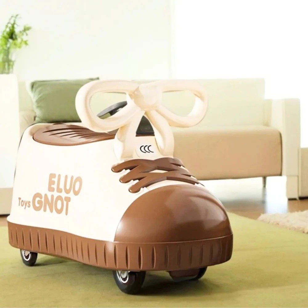 Masina pentru Copii, Flippy, Model Pantof, 4 Roti, 1-6 ani, Cutie de Depozitare, din ABS, 48 x 27 x 34 cm, Maro [4]