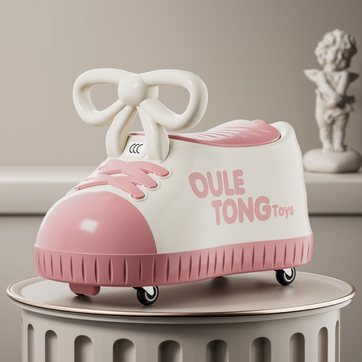 Masina pentru Copii, Flippy, Model Pantof, 4 Roti, 1-6 ani, Cutie de Depozitare, din ABS, 48 x 27 x 34 cm, Roz [5]