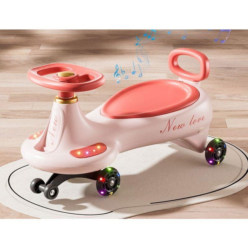 Masinute, Triciclete si Masinute Electrice - Masinuta, Flippy, 1-8 Ani, Rotire 360 Grade, Anti-rasturnare, Roti Silentioase, Impingere, 66 x 32 x 37 cm, Roz