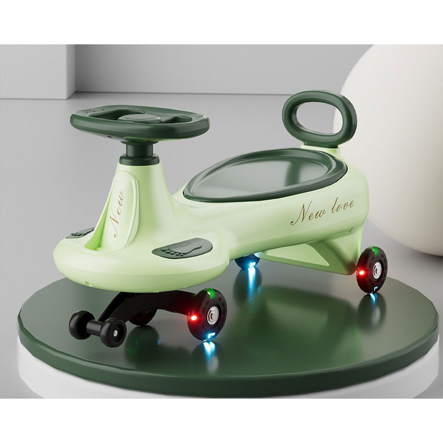 Masinute, Triciclete si Masinute Electrice - Masinuta, Flippy, 1-8 Ani, Rotire 360 Grade, Anti-rasturnare, Roti Silentioase, Impingere, 66 x 32 x 37 cm, Verde