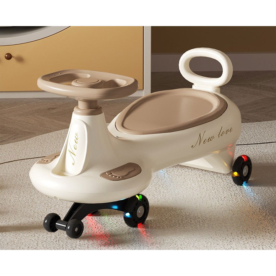 Masinute, Triciclete si Masinute Electrice - Masinuta, Flippy, 1-8 Ani, Rotire 360 Grade, Anti-rasturnare, Roti Silentioase, Impingere, 66 x 32 x 37 cm, Bej