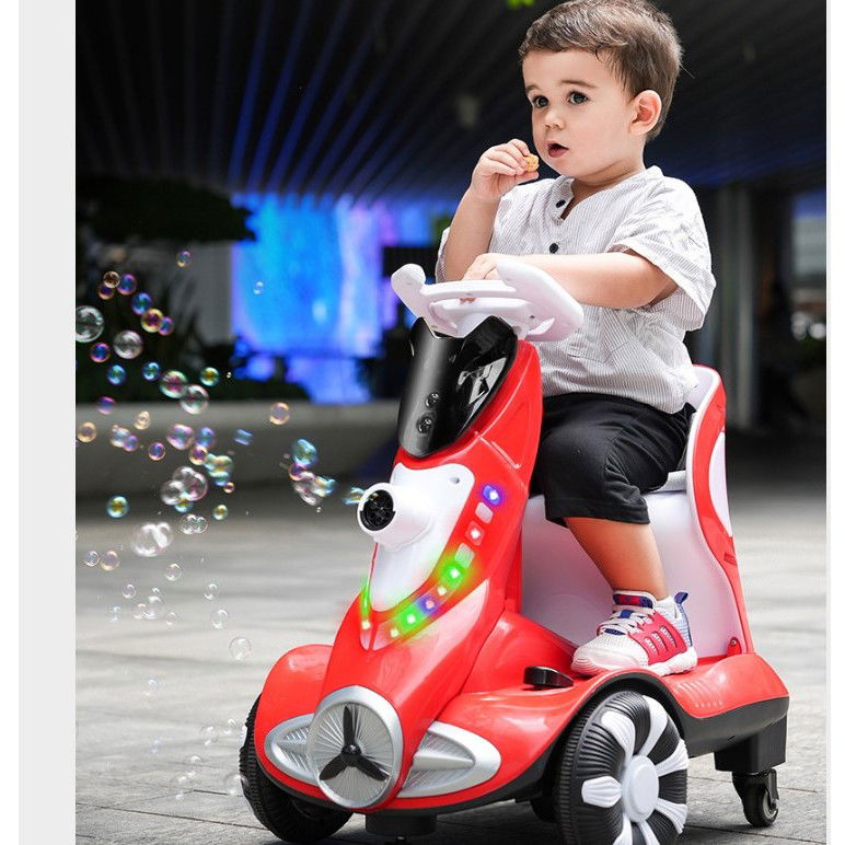 Masinuta electrica cu telecomanda pentru copii, Flippy, roti spate rotire 360, 3- 6 ani, curea siguranta, baloane de sapun, lumini si sunete, self control si prin telecomanda, cu pedale de acceleratie [5]