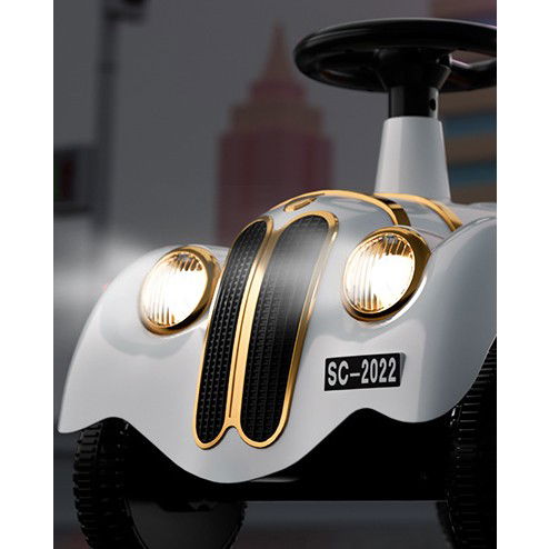 Masinute, Triciclete si Masinute Electrice - Masinuta Electrica Flippy, Model de Epoca, cu Acumulator, Sistem Anti-Rasturnare, Sistem de Lumini si Sunet, 1-5 Ani, 75 x 36 x 45 cm, Alb