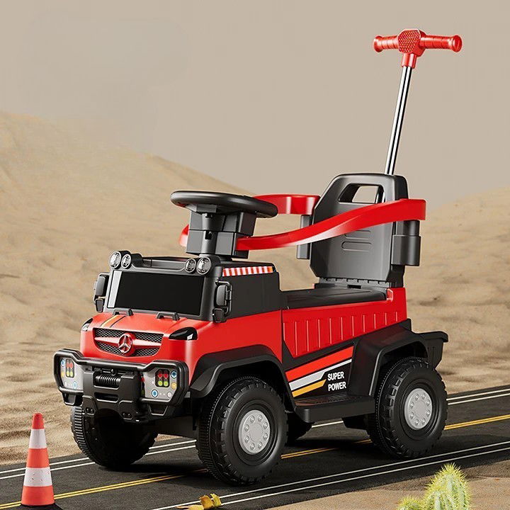 Masinute, Triciclete si Masinute Electrice - Masinuta Electrica, Flippy, pe 4 Roti, cu Telecomanda si Maner Detasabil, Cos de Depozitare, Lumini Led si Muzica, +1 an, Greutate Portanta 40 kg, Rosu