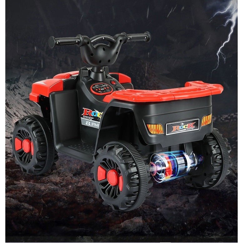 Masinuta Electrica Flippy, pe 4 Roti, Tip ATV, cu Acumulator, Sistem Anti-Rasturnare, Sistem de Lumini si Sunet, 2-5 Ani, 70 x 43 x 48 cm, Rosu [5]