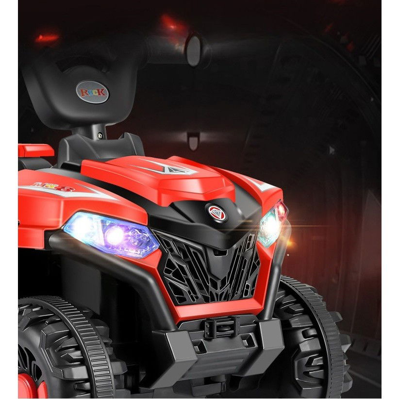 Masinuta Electrica Flippy, pe 4 Roti, Tip ATV, cu Acumulator, Sistem Anti-Rasturnare, Sistem de Lumini si Sunet, 2-5 Ani, 70 x 43 x 48 cm, Rosu [7]