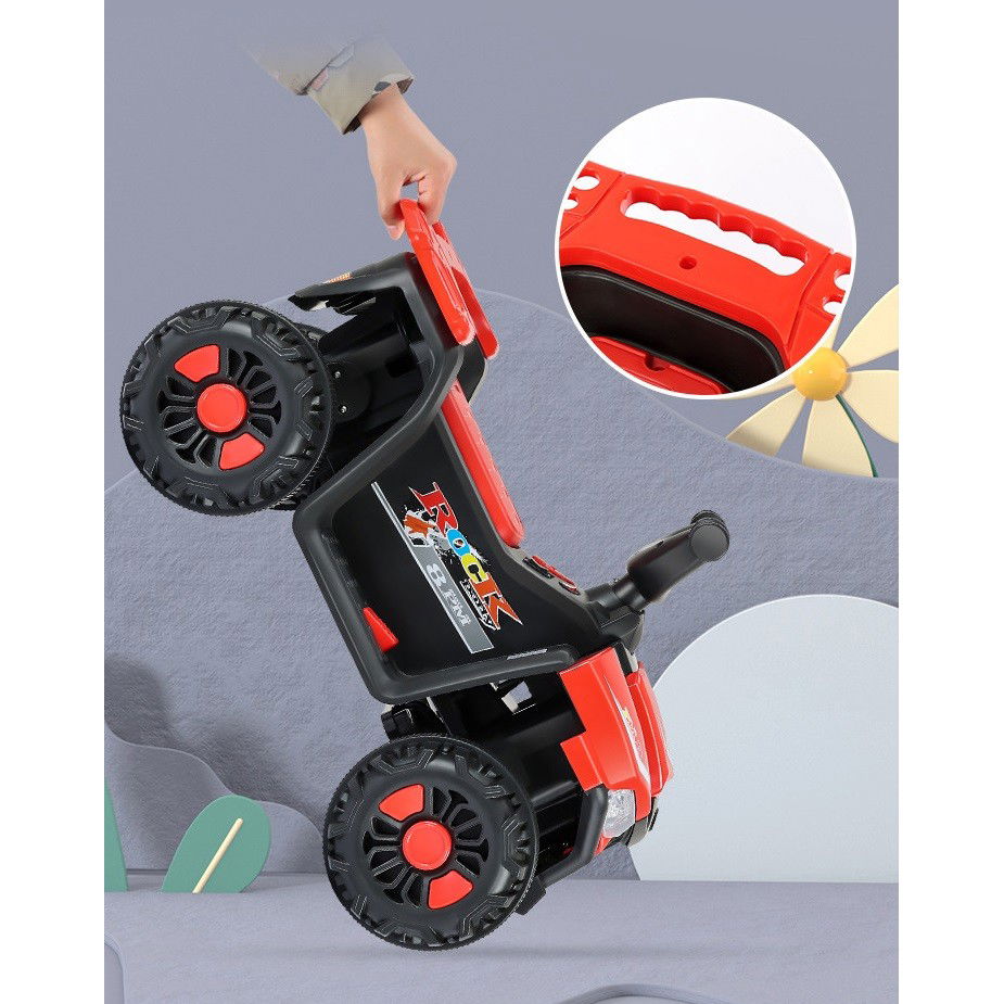 Masinuta Electrica Flippy, pe 4 Roti, Tip ATV, cu Acumulator, Sistem Anti-Rasturnare, Sistem de Lumini si Sunet, 2-5 Ani, 70 x 43 x 48 cm, Rosu [4]