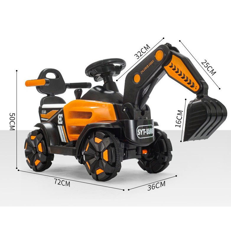 Masinuta Electrica Flippy, Tip Excavator, Brat Electric cu Maneta de Control, Spatar si Bare Laterale, Sistem Muzica si Lumini, 1-8 Ani, 72 x 36 x 50 cm, Portocaliu [8]