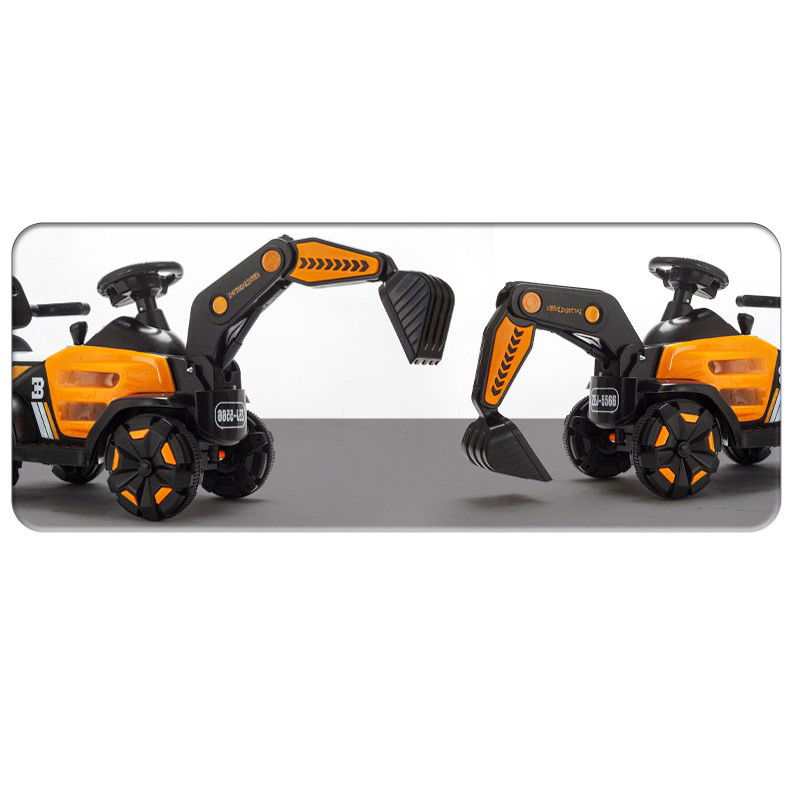 Masinuta Electrica Flippy, Tip Excavator, Brat Electric cu Maneta de Control, Spatar si Bare Laterale, Sistem Muzica si Lumini, 1-8 Ani, 72 x 36 x 50 cm, Portocaliu [9]