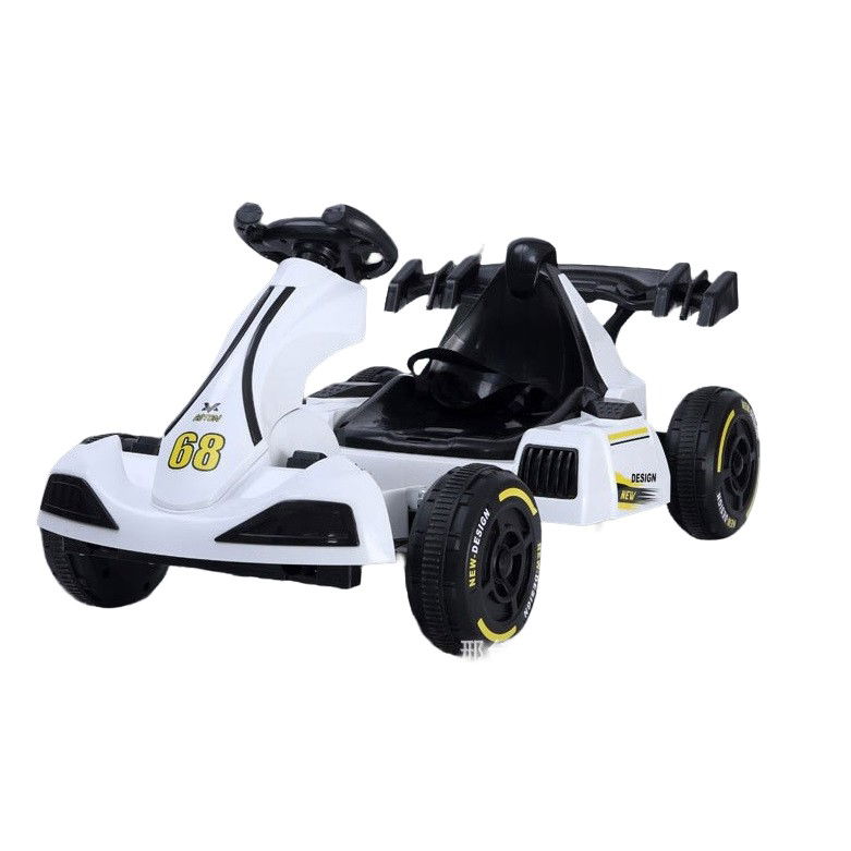 Masinute, Triciclete si Masinute Electrice - Masinuta Electrica Flippy, Tip Kart, cu Telecomanda, Dimensiune Reglabila, 2 Viteze, Sistem de Lumini si Sunet, Pentru Copii intre 1.2 - 1.6 Inaltime, 105 x 55 x 50 cm, Alb