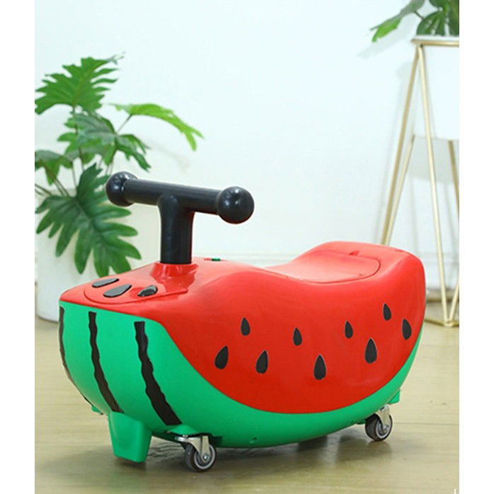 50 - 100 LEI - Masinuta pentru Copii, Flippy, Model Pepene Rosu, 4 Roti, Anti-Rasturnare, 1-3 Ani, Impingere, Rosu/Verde