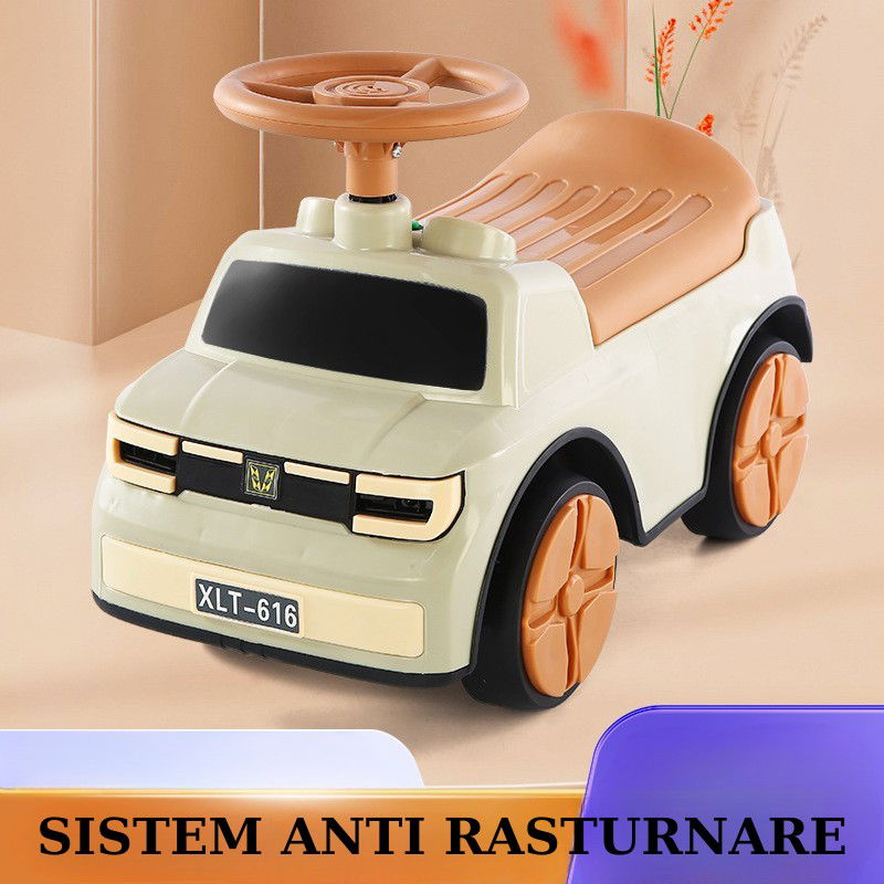 Masinuta Ride-On Flippy, cu Sistem Anti-Rasturnare, Sistem de Lumini si Muzica, Cutie de Depozitare, 1-6 Ani, 58 x 28 x 37 cm, Maro [8]