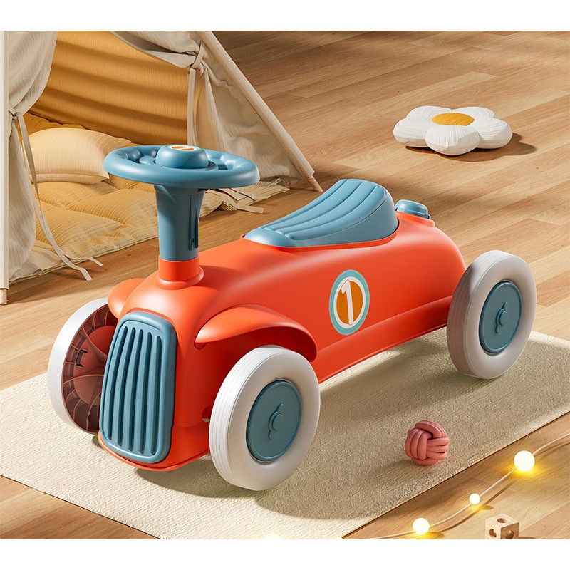 Masinute, Triciclete si Masinute Electrice - Masinuta Ride-On Flippy, cu Sistem Anti-Rasturnare, Claxon pe Volan, 1-6 Ani, 60 x 28 x 34 cm, Rosu-Albastru