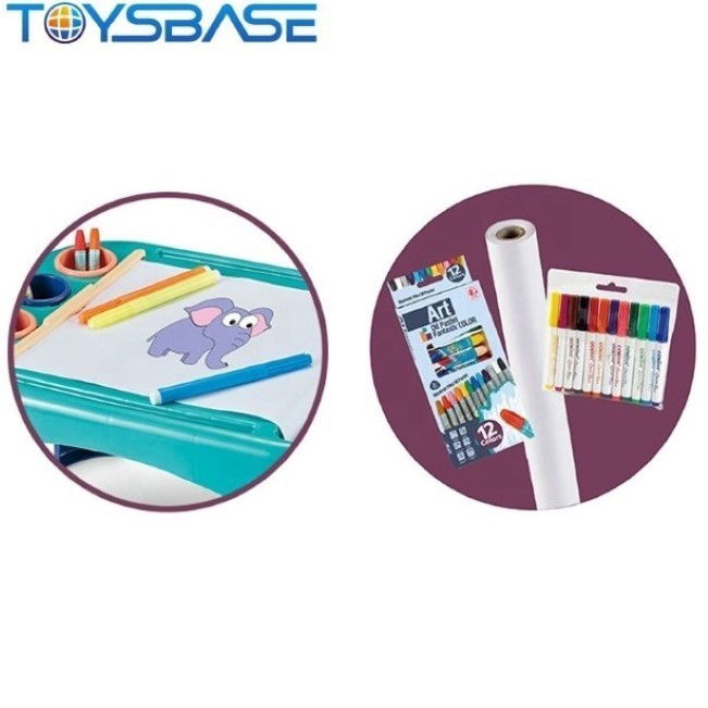 Jucarii educative - Masuta pentru copii cu foi si culori pentru desene