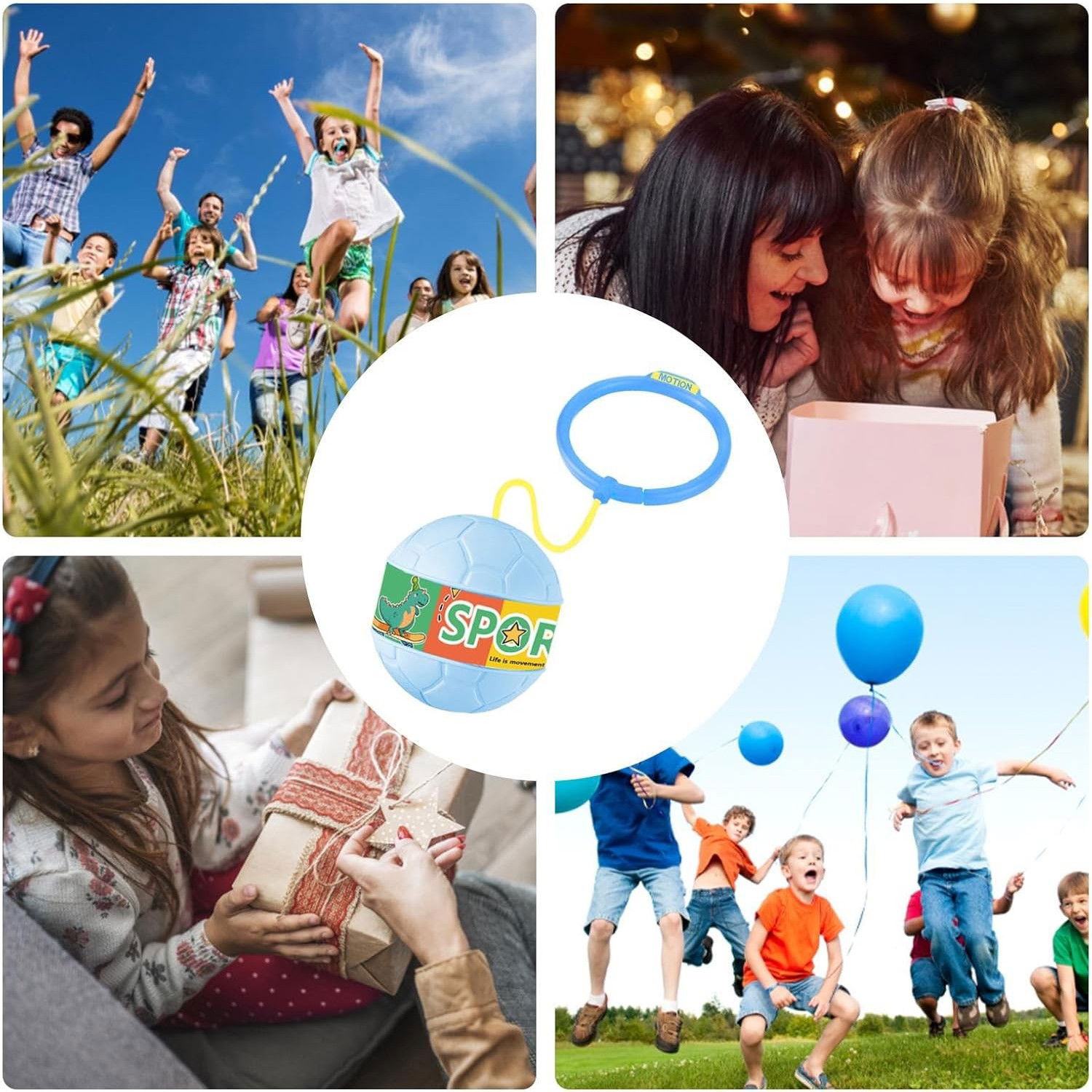 Minge pentru Sarit, Flippy, Tip Coarda Hula Hoop, Cerc 12 cm, Coarda 52 cm, Minge 12 x 11 cm, Functie Iluminat, 4-6 Ani, Plastic, Albastru [7]