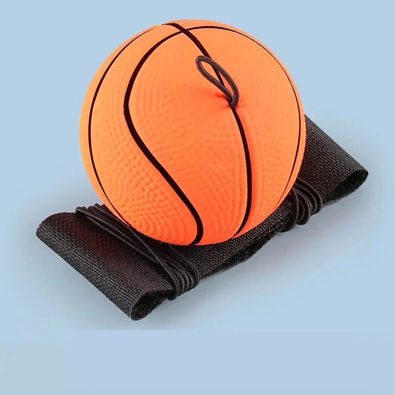Jucarii interactive - Minge Saltareata Hiperelastica, Flippy, Model Minge de Basket cu Fixare de Mana, Space Moon Ball foarte Elastica, Antistress pentru Copii, Diametru 66 mm, Portocaliu