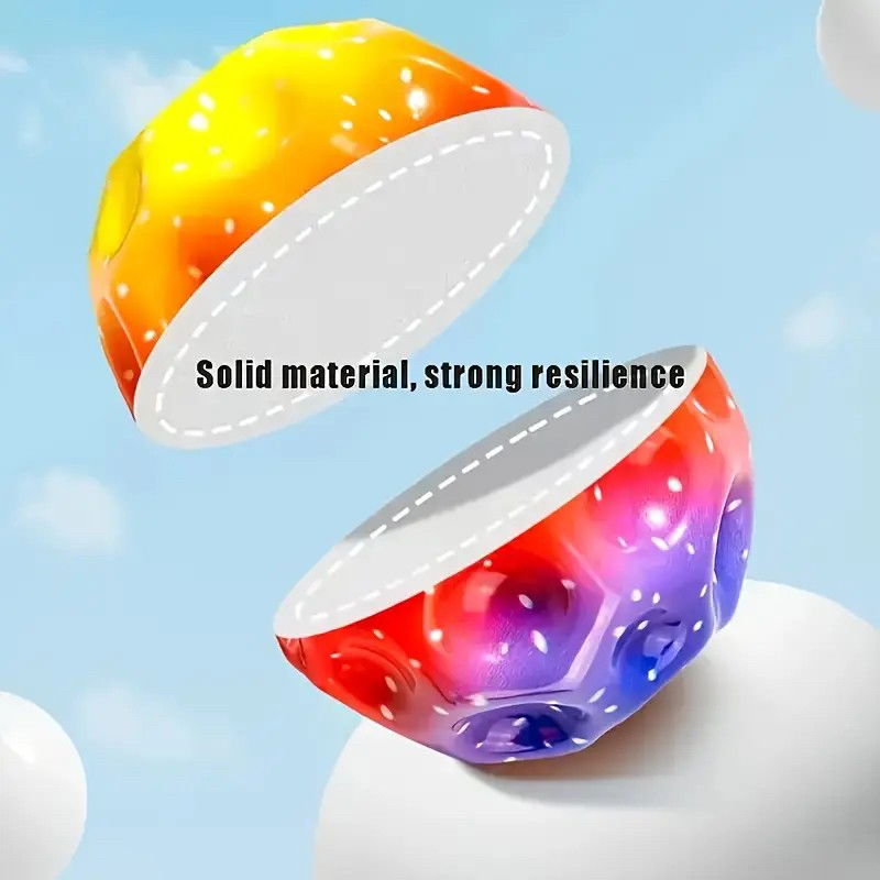 Minge Saltareata Hiperelastica, Flippy, Space Moon Ball foarte Elastica, Antistress pentru Copii, Diametru 66 mm, Multicolor Rosu [3]