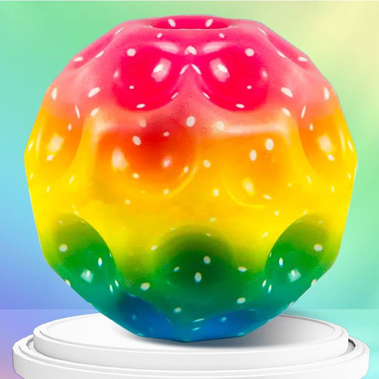Jucarii interactive - Minge Saltareata Hiperelastica, Flippy, Space Moon Ball foarte Elastica, Antistress pentru Copii, Diametru 66 mm, Multicolor Galben