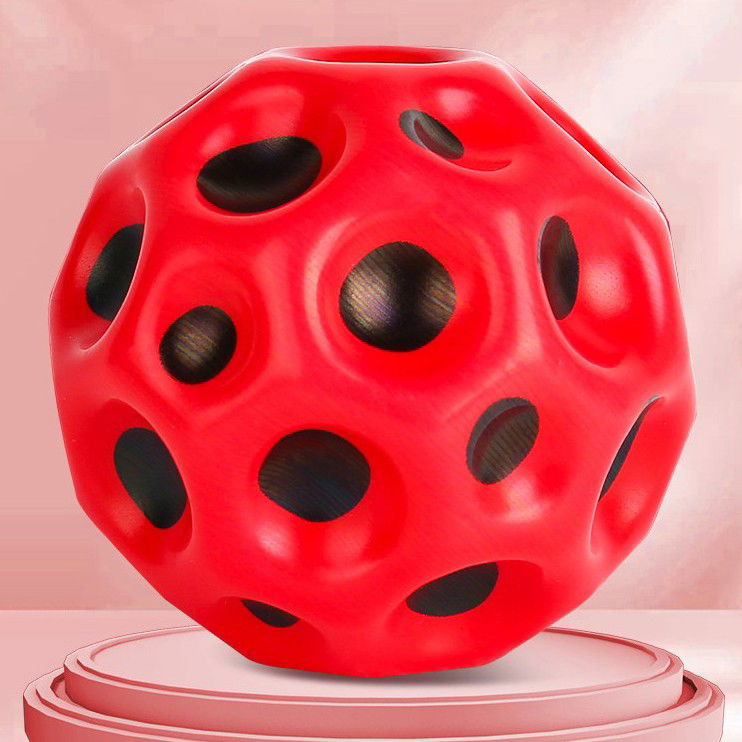 Jucarii interactive - Minge Saltareata Hiperelastica, Flippy, Space Moon Ball foarte Elastica, Antistress pentru Copii, Diametru 66 mm, Rosu