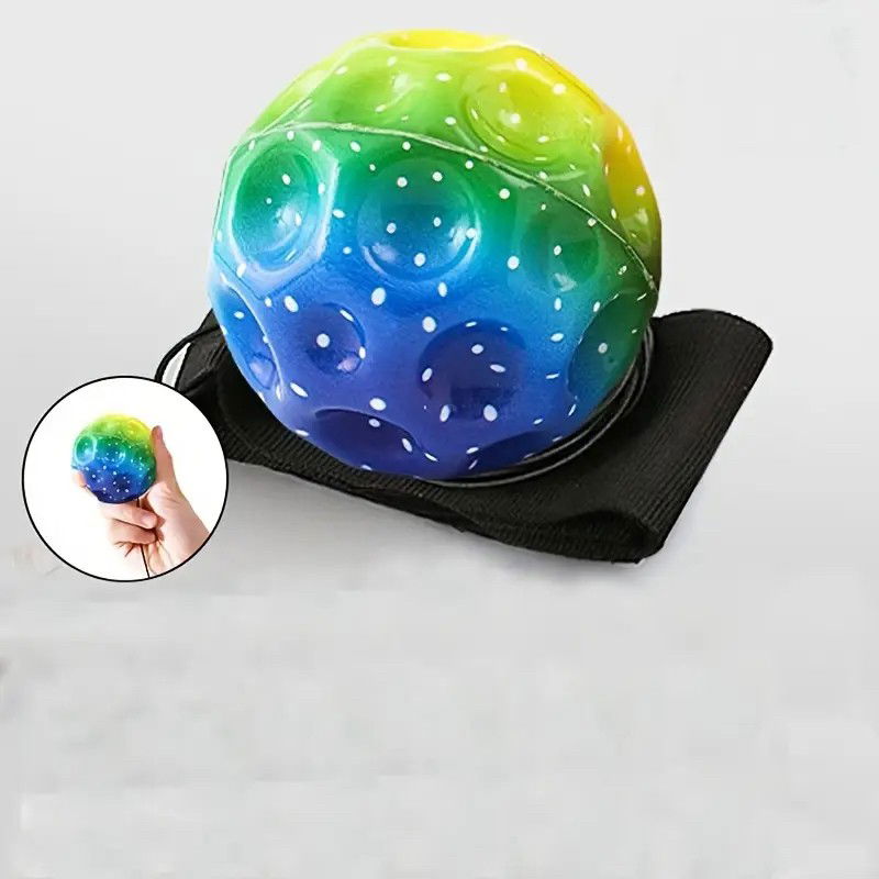 Minge Saltareata Hiperelastica, Flippy, Space Moon Ball foarte Elastica, Antistress pentru Copii, Diametru 66 mm, Multicolor Verde [3]