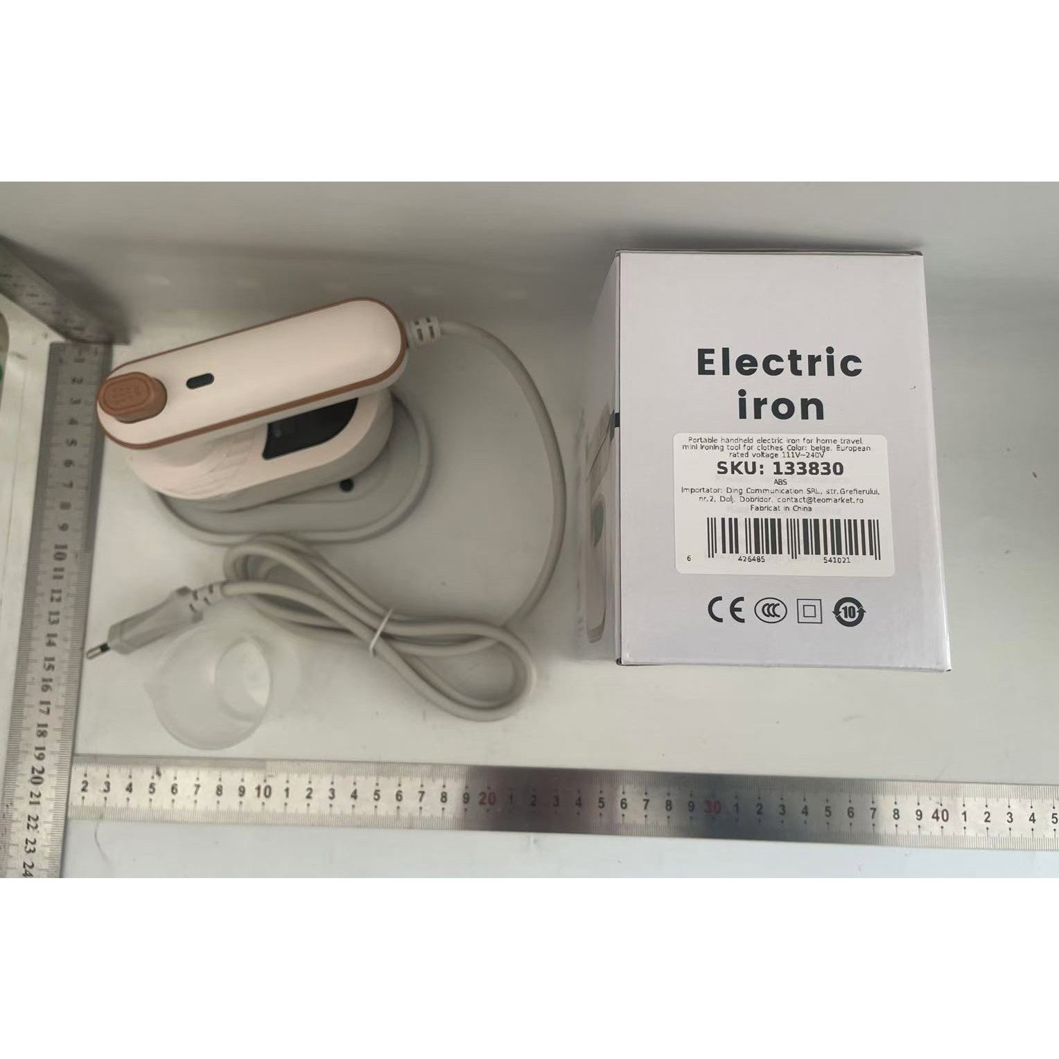 TeoMarket - Mini Fier de Calcat, Flippy, Pliabil si Portabil, Calcare Verticala/Orizonala, cu Abur, 50 ml, 40W, 10.5 x 12 cm, Alb