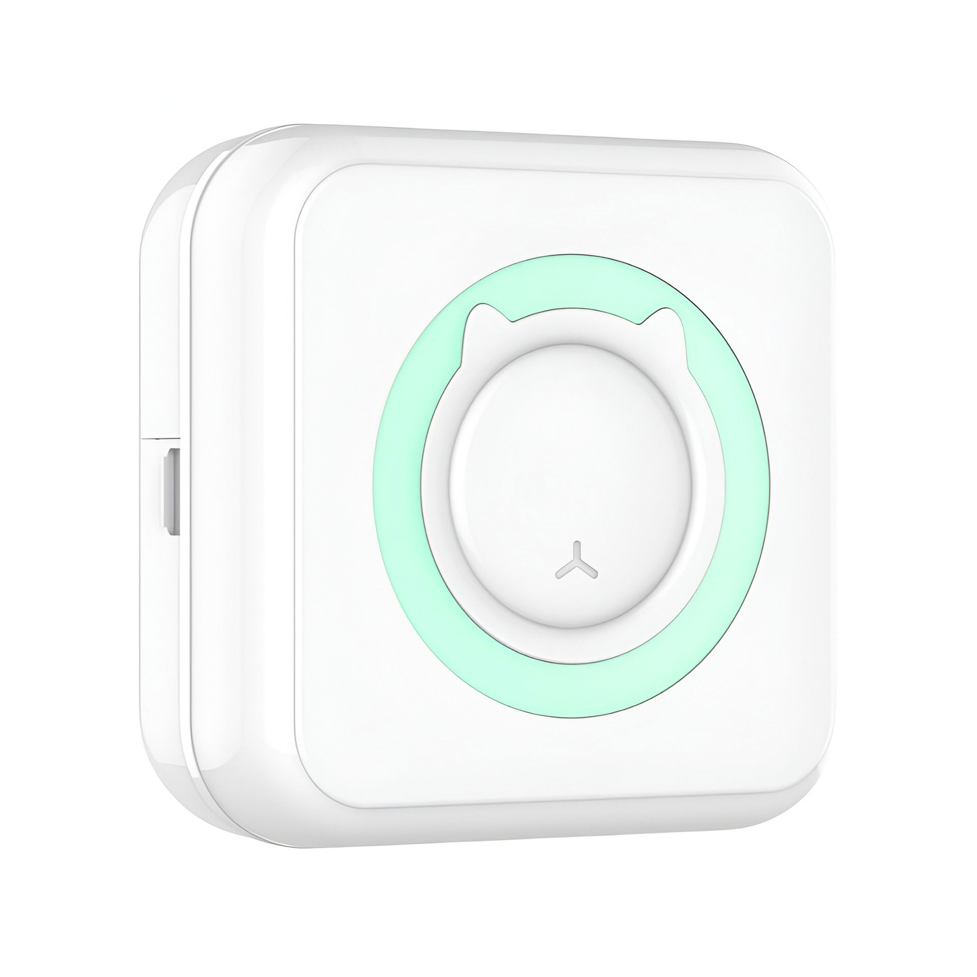 Jucarii si Jocuri - Mini Imprimanta Foto Portabila, Flippy, 5 Role de Hartie Termica, 5 Role Autocolante, 3 Role Colorate, Pixuri, Incarcare USB, Model Pisica, Alb Verde