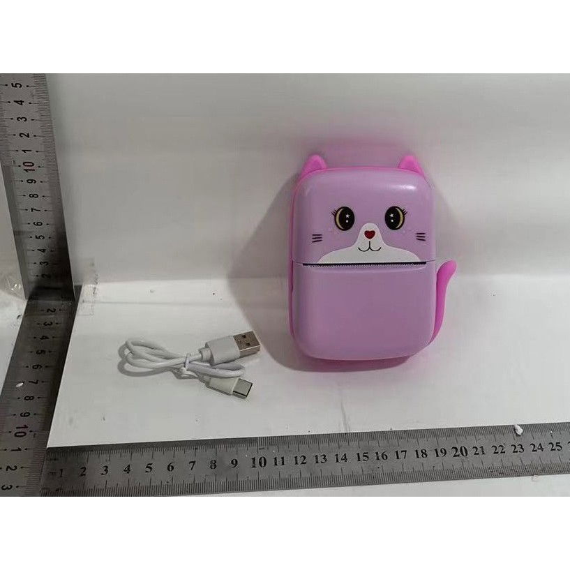 Mini Imprimanta Foto Portabila, Flippy, Incarcare USB, Bluetooth, Model Pisicuta, Print Alb-Negru, Roz [4]