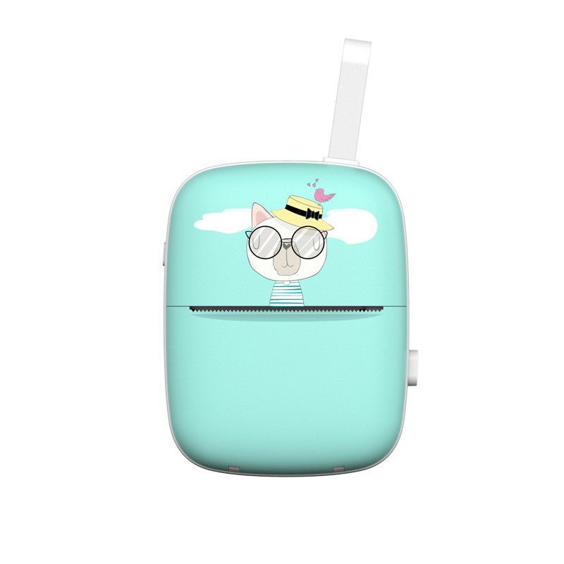 Mini Imprimanta Foto Portabila, Flippy, Incarcare USB, Bluetooth, Model Pisica, Print Alb-Negru, Albastru [5]