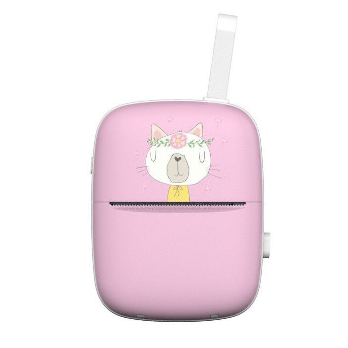 50 - 100 LEI - Mini Imprimanta Foto Portabila, Flippy, Incarcare USB, Bluetooth, Model Pisica, Print Alb-Negru, Roz