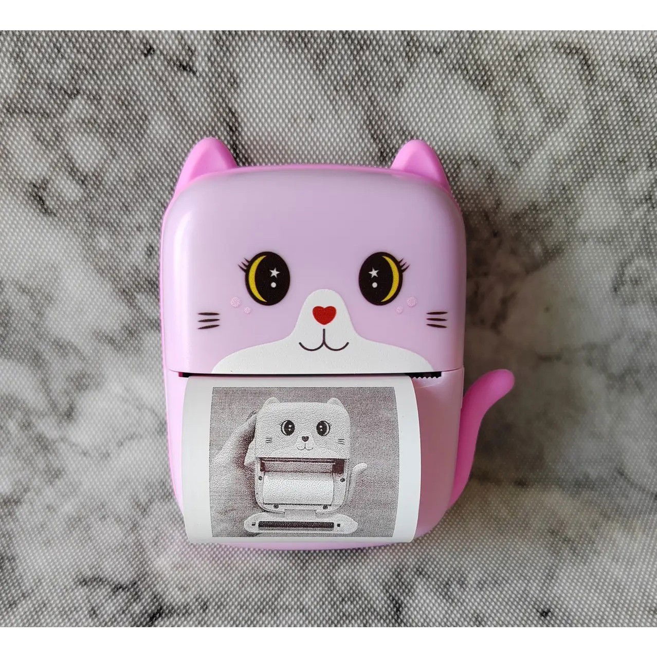 Mini Imprimanta Foto Portabila, Flippy, Incarcare USB, Bluetooth, Model Pisicuta, Print Alb-Negru, Roz [3]