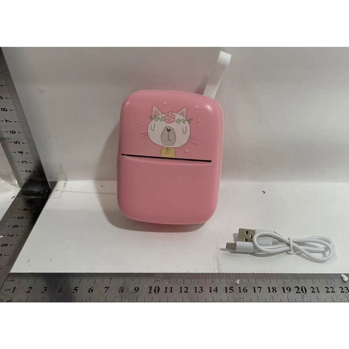 Mini Imprimanta Foto Portabila, Flippy, Incarcare USB, Bluetooth, Model Pisica, Print Alb-Negru, Roz [4]