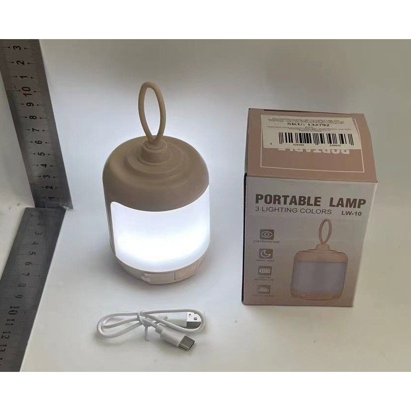 TeoMarket - Mini Lampa LED de Camping, Flippy, pentru Aer Liber, Reincarcabila USB Type C, 3 Trepte de Lumina, Portabila, 13.8 x 6.5 cm, 5V, Alb