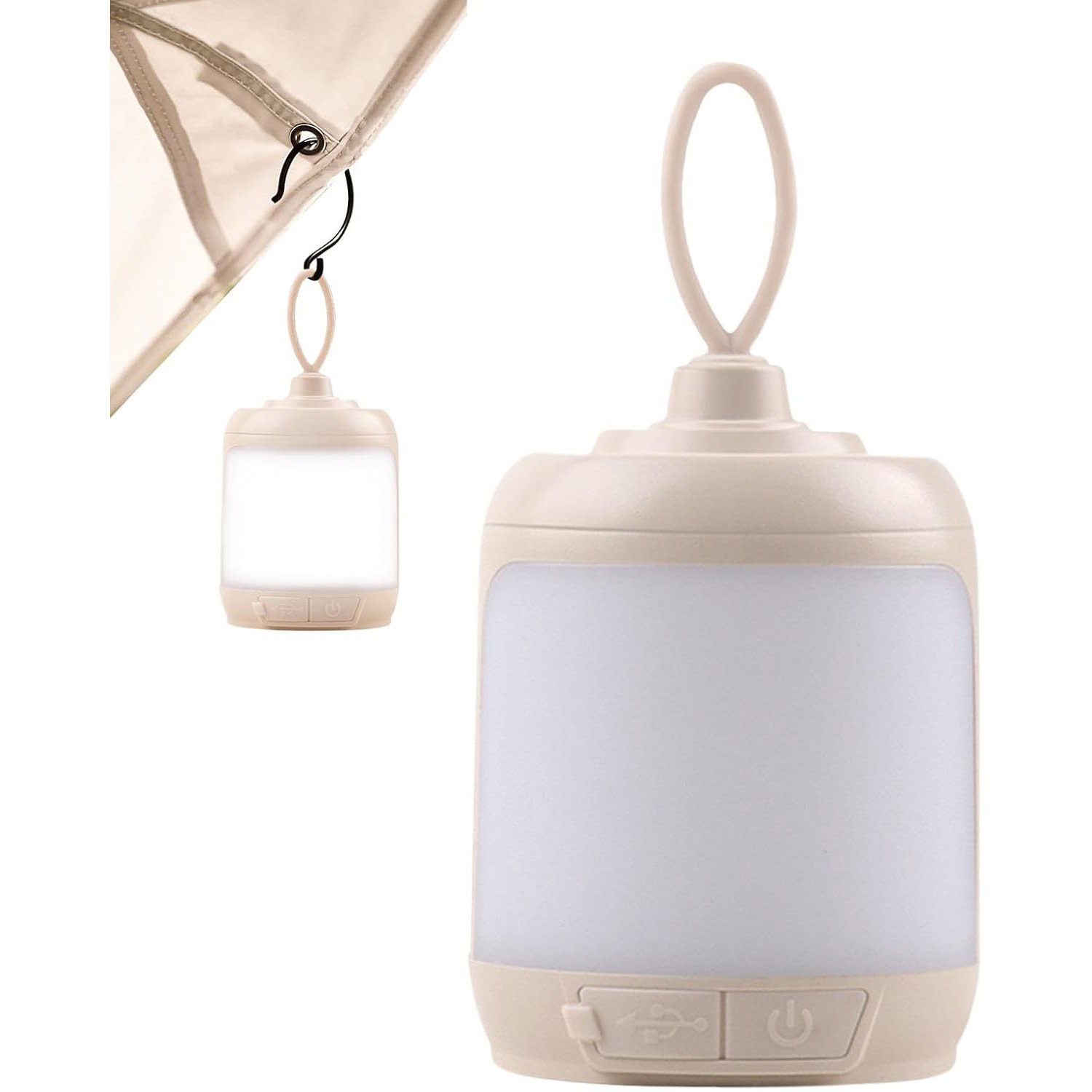 Mini Lampa LED de Camping, Flippy, pentru Aer Liber, Reincarcabila USB Type C, 3 Trepte de Lumina, Portabila, 13.8 x 6.5 cm, 5V, Alb [3]